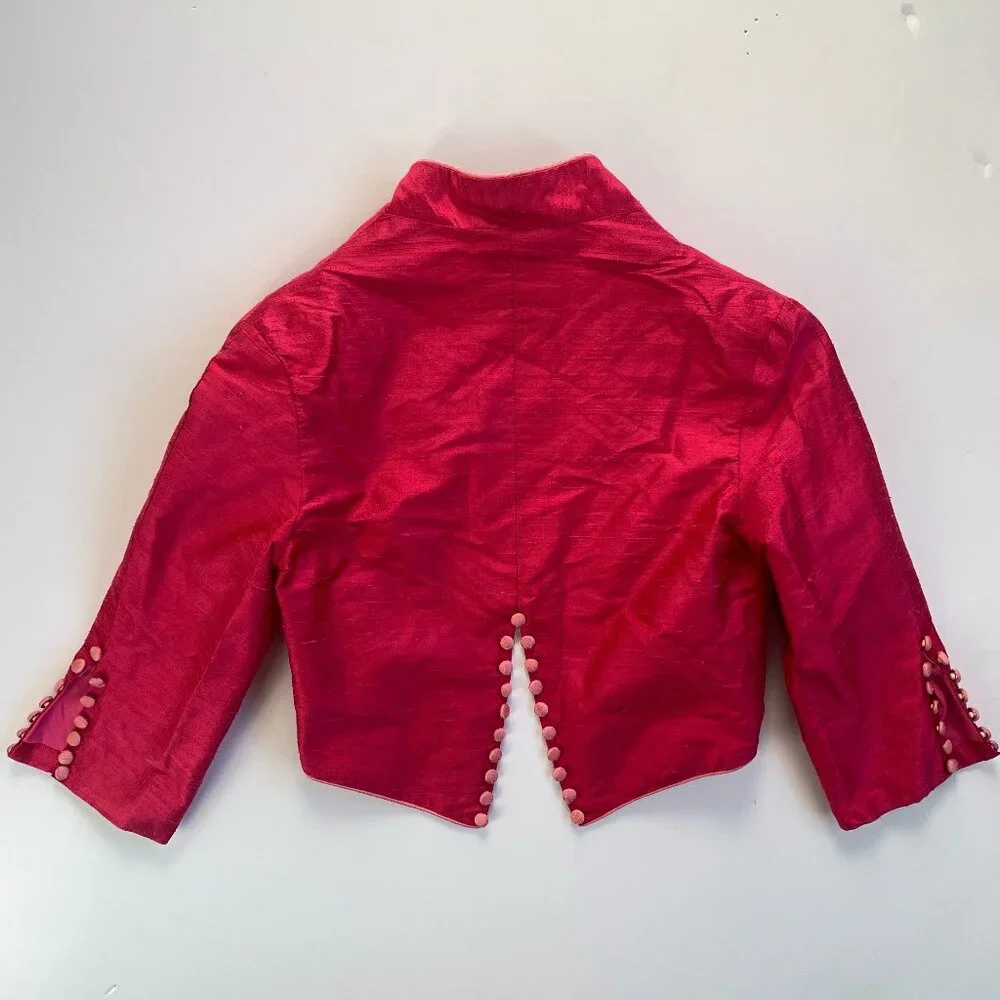 Raw Silk Bolero Jacket Crop Top Nancy Sinoway - Picture 2 of 2